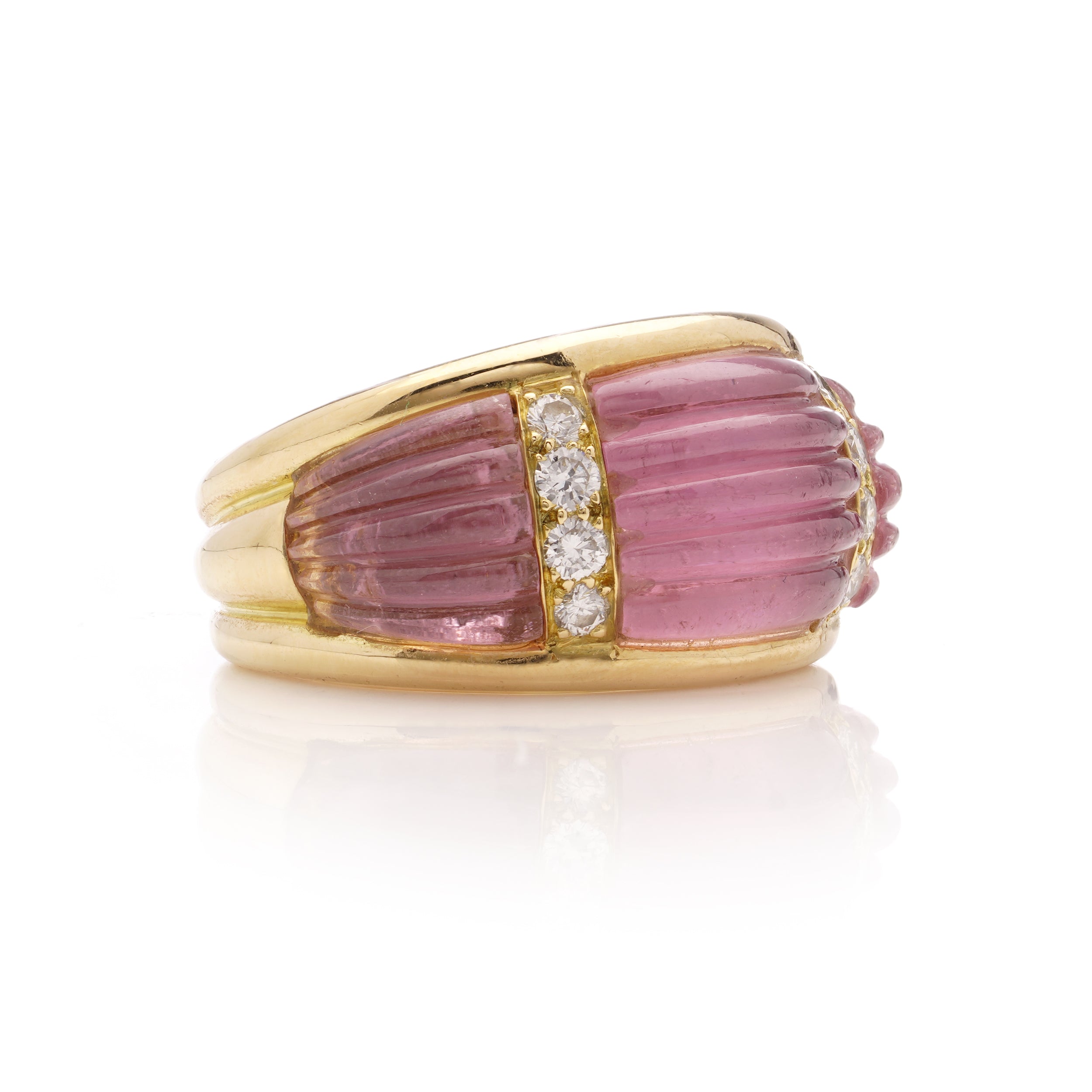 1970's Van Cleef & Arpels Rose Quartz & Diamond Ring - Wildsmith Jewellery