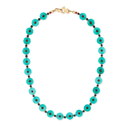 Art Deco Style Aventurine, Carnelian, Onyx and 14ct Gold Necklace - Wildsmith Jewellery