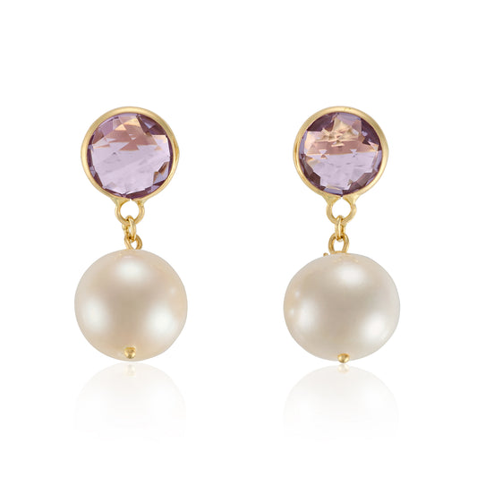 Amethyst & Akoya Pearl Drop Earrings - Wildsmith Jewellery