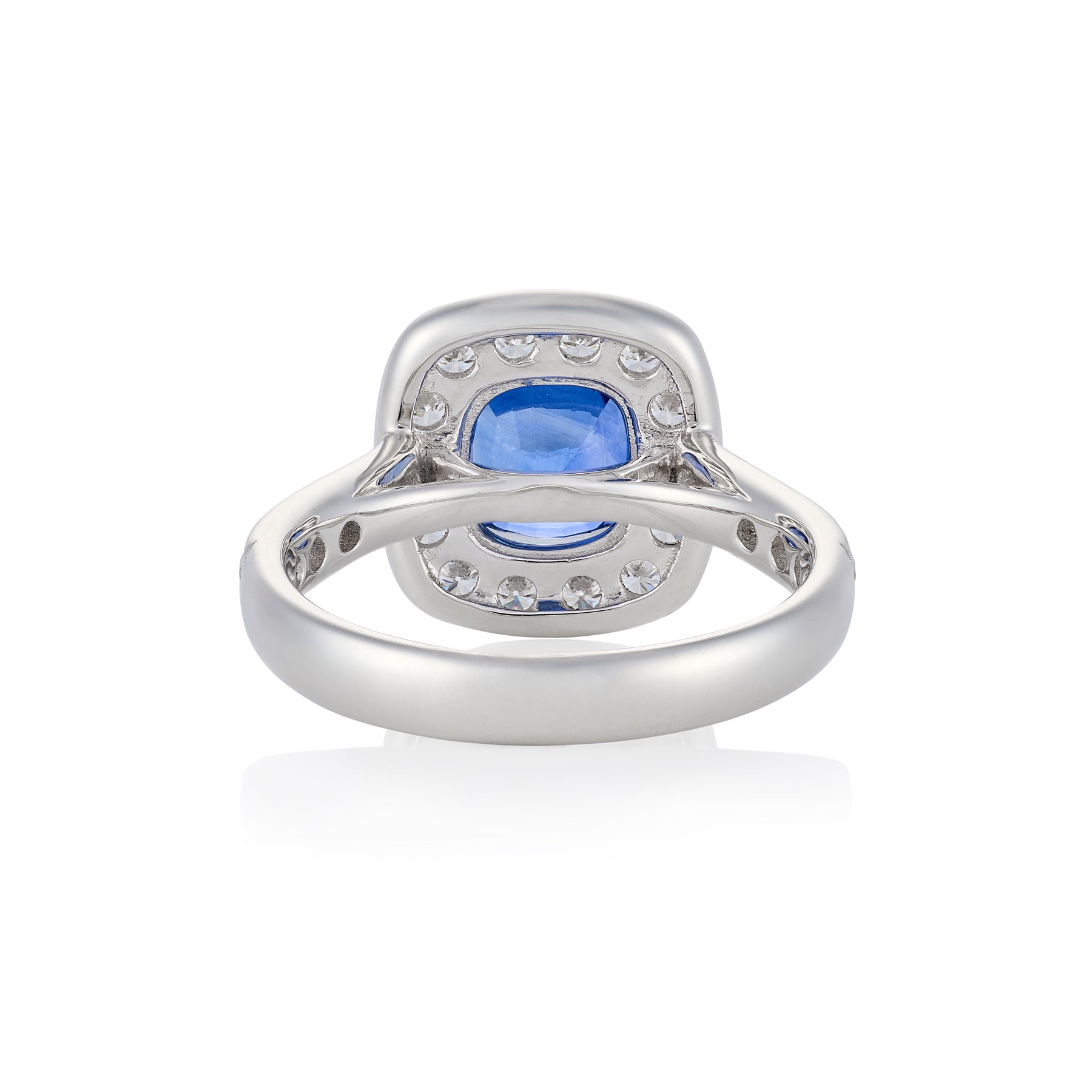 2.24ct Cussion Cut Sapphire & Diamond Cluster Ring - Wildsmith Jewellery