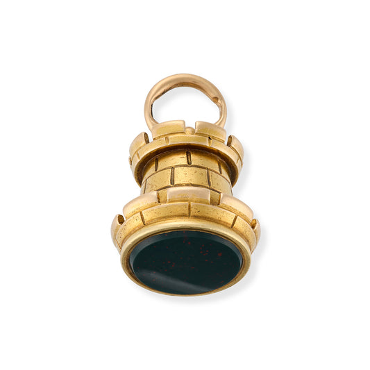 18ct Gold & Bloodstone Castle Turret Pendant - Wildsmith Jewellery