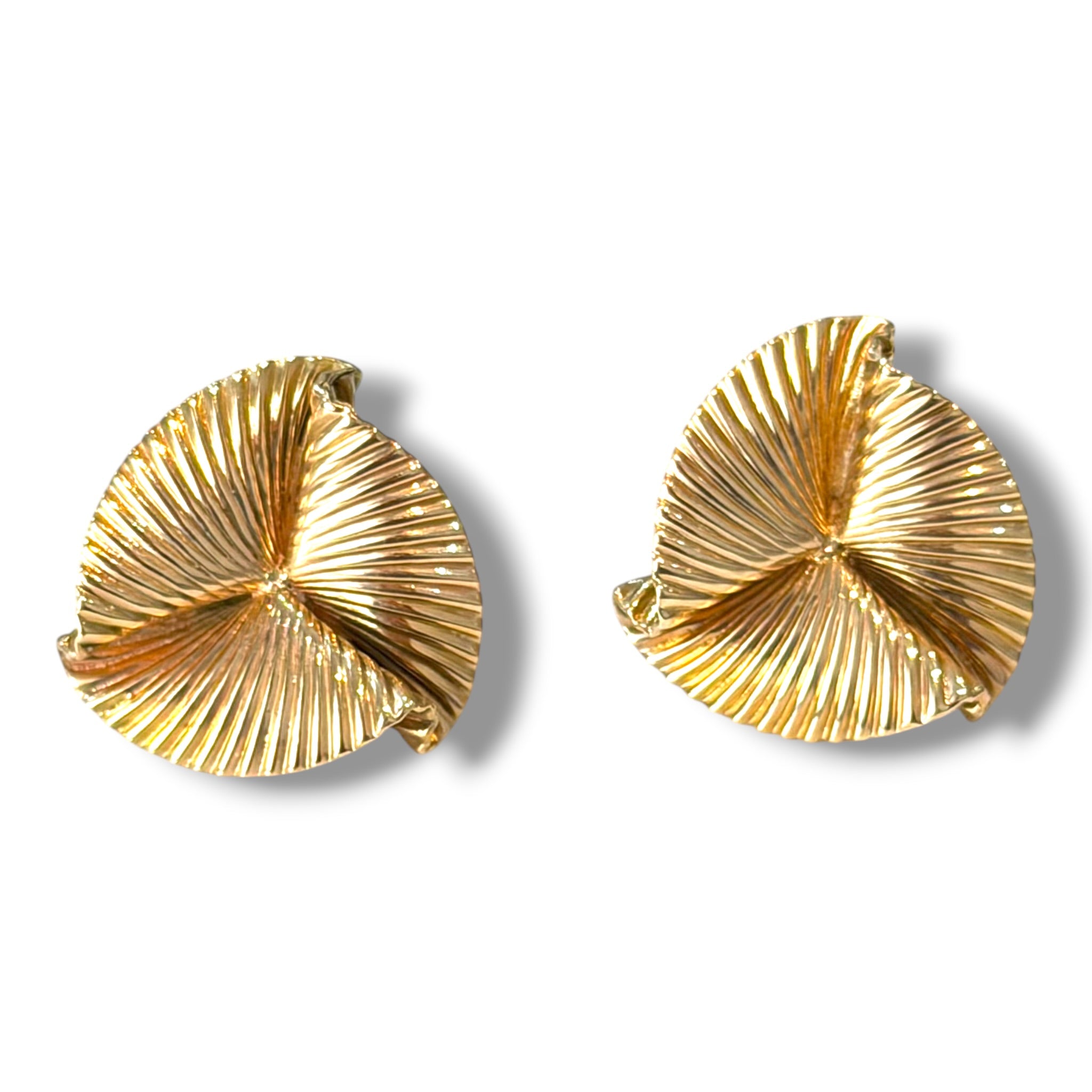 1950's Gold Fan Earrings - Wildsmith Jewellery