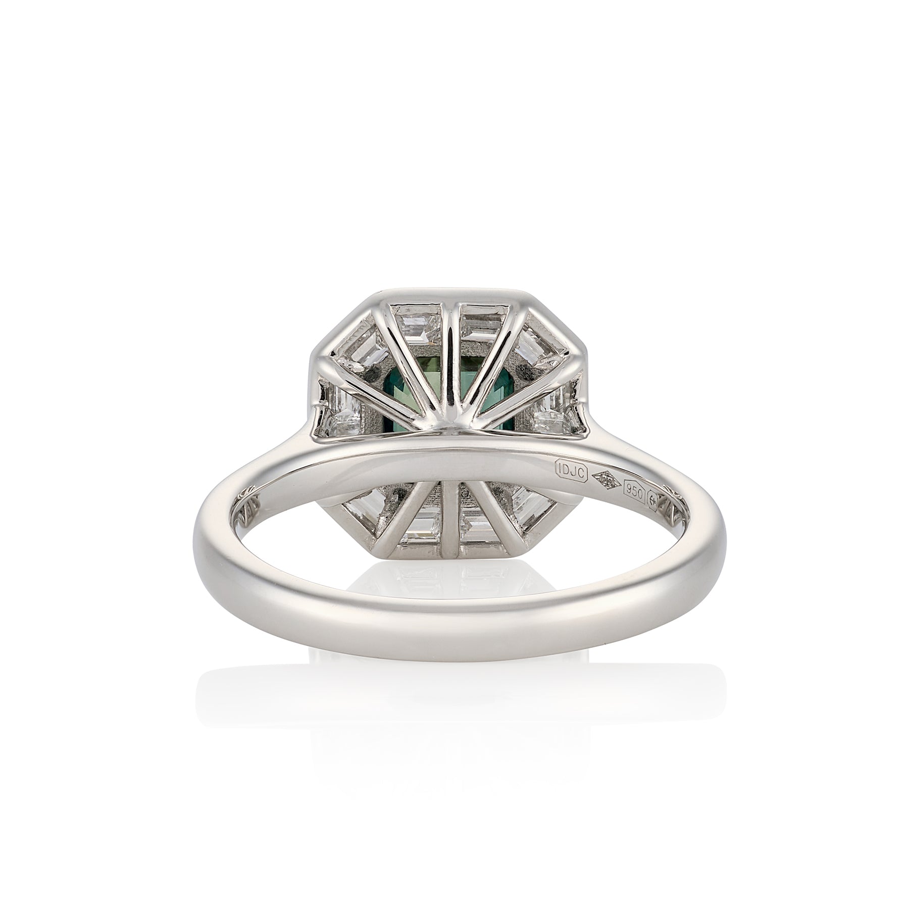 Art Deco Green Sapphire & Diamond Ring, Platinum