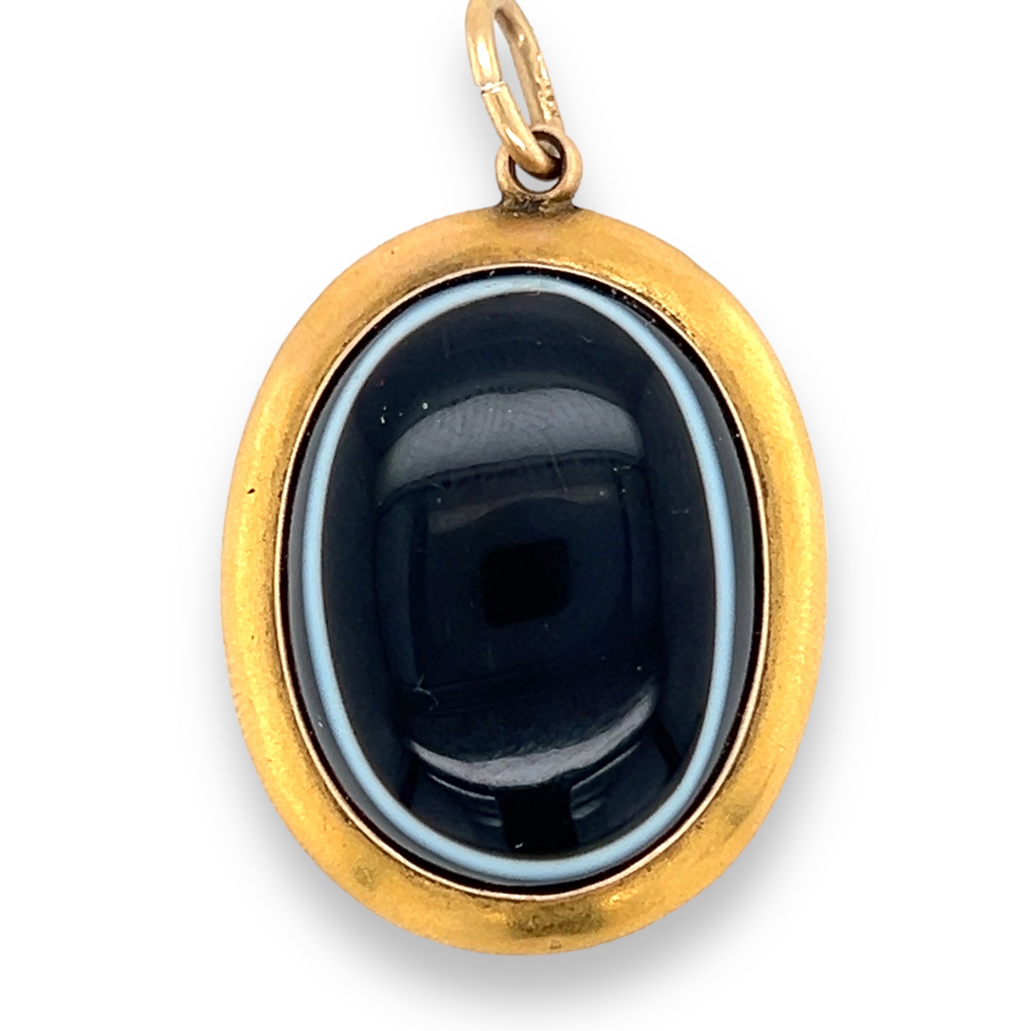 Victorian 18ct Gold Bulls Eye Agate Mourning Locket - Wildsmith Jewellery