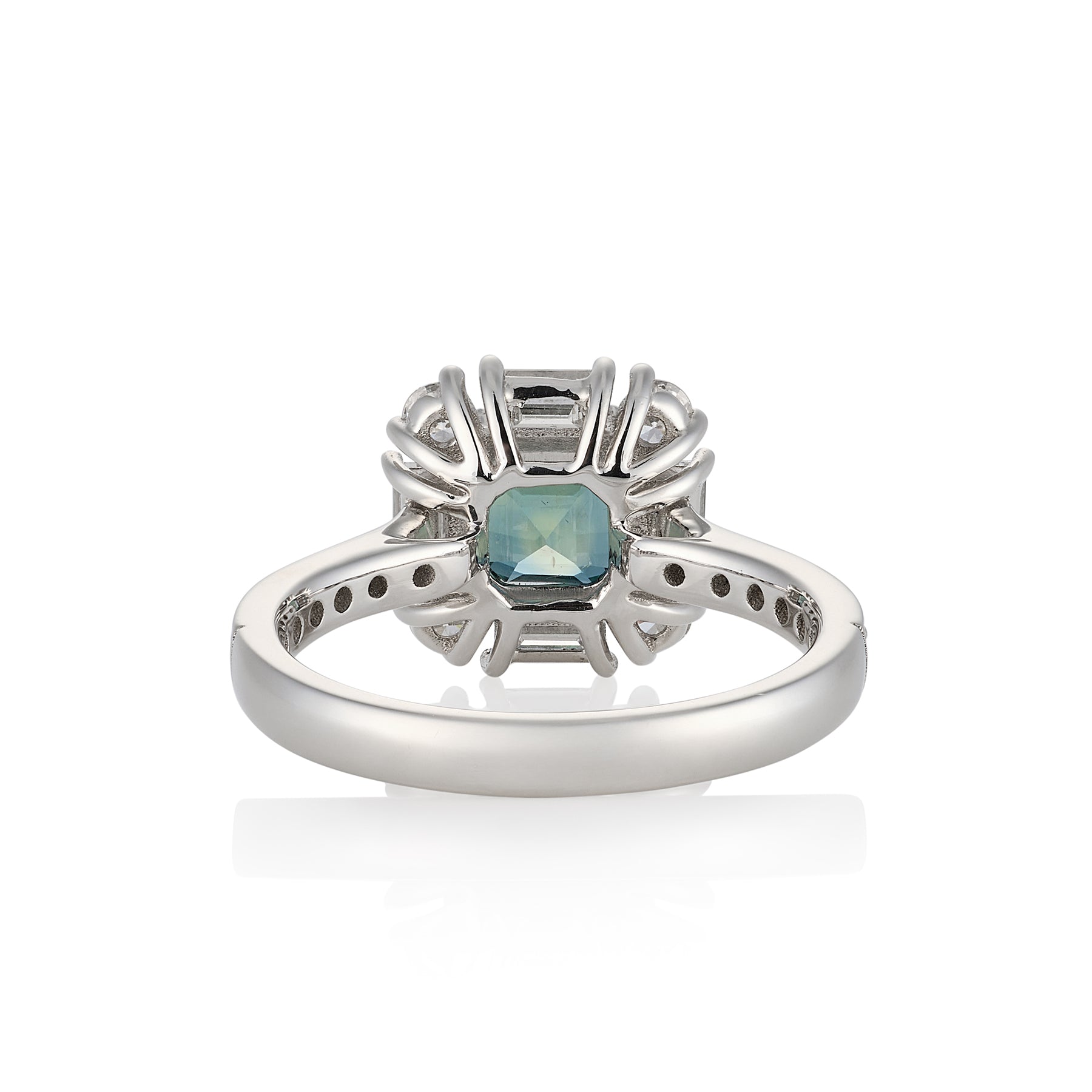 Art Deco Teal Sapphire & Diamond Ring