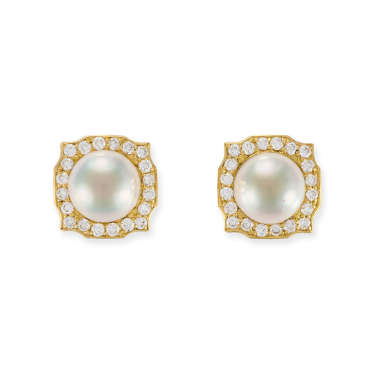 18ct Gold Akoya Pearl & Diamond 'Night and Day' Earrings