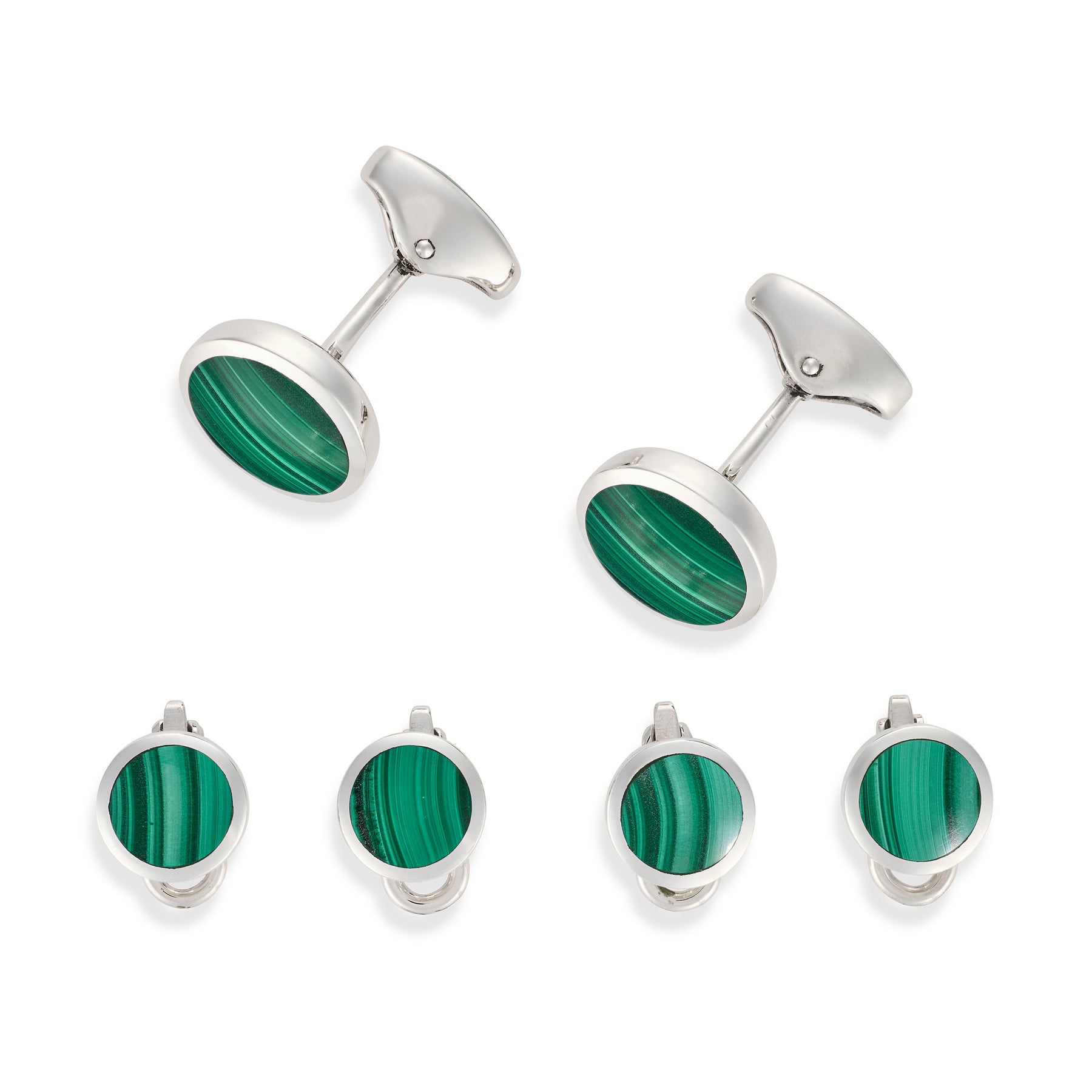 Malachite & Sterling Silver Dress Set