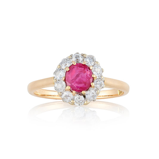 Antique 18ct Ruby & Diamond Cluster Ring - Wildsmith Jewellery