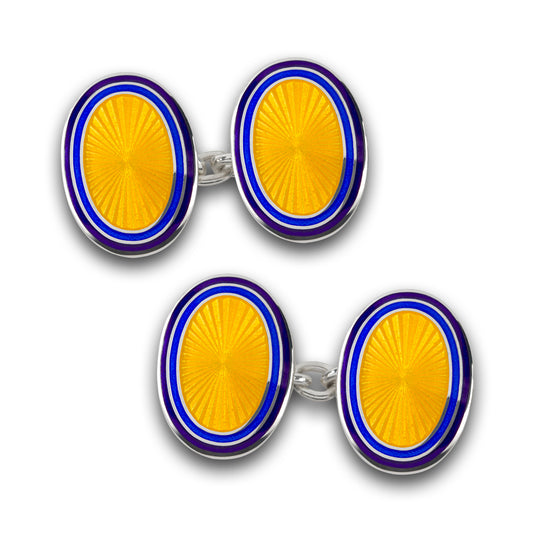 Hand Enameled Sterling Silver "Sunburst" Cufflinks - Wildsmith Jewellery
