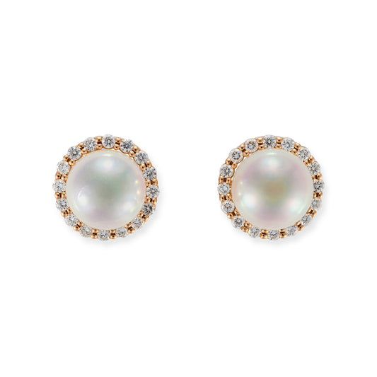 Rose Gold Akoya Pearl & Diamond Earrings - Wildsmith Jewellery