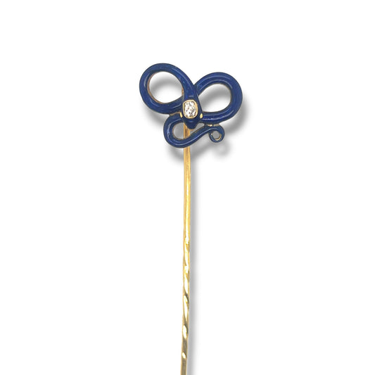 Victorian Enamel & Diamond Snake Stickpin