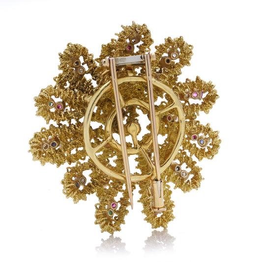 1970’s Multi Gemstone & Gold Brooch, French - Wildsmith Jewellery