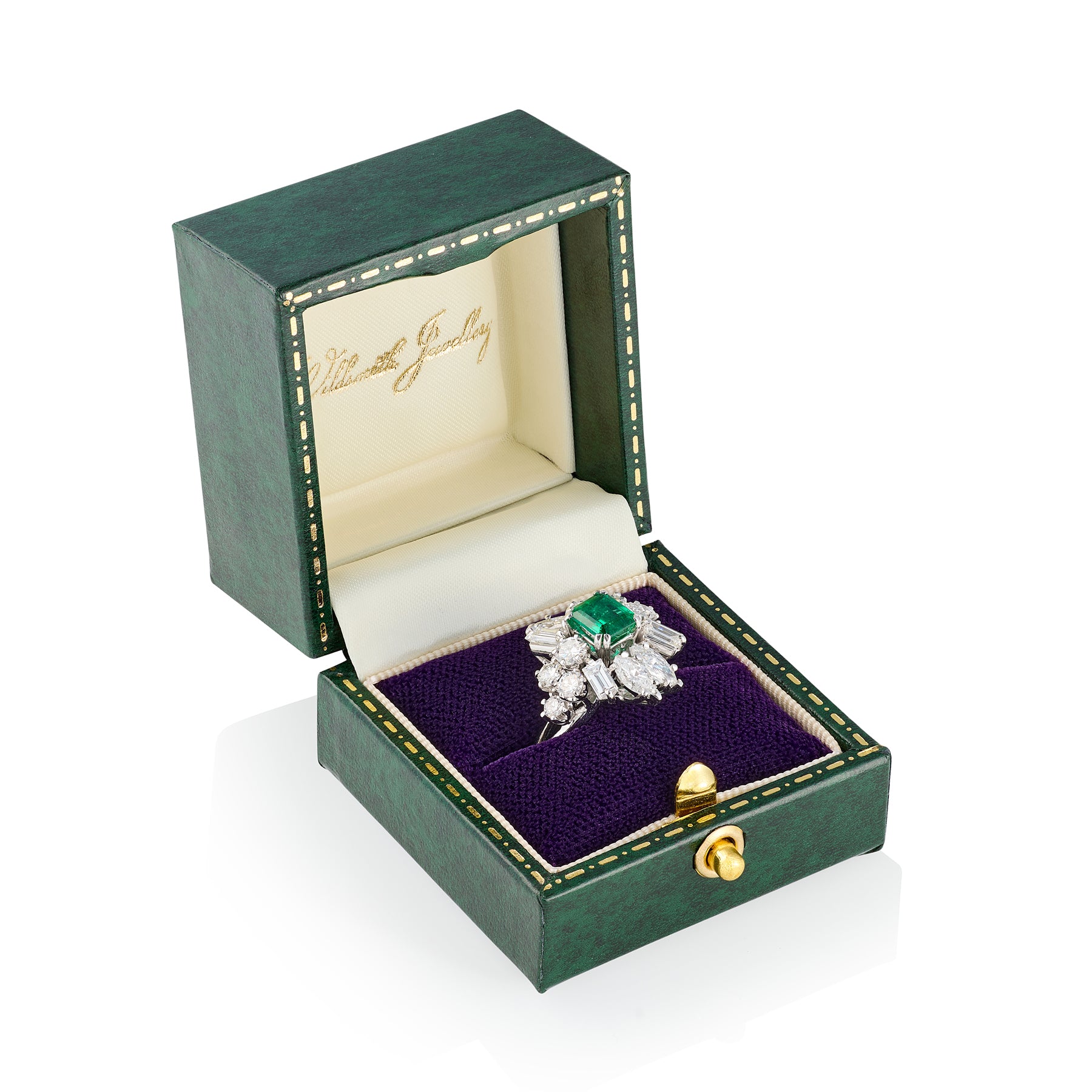 1960's Emerald & Diamond Cocktail Ring, French