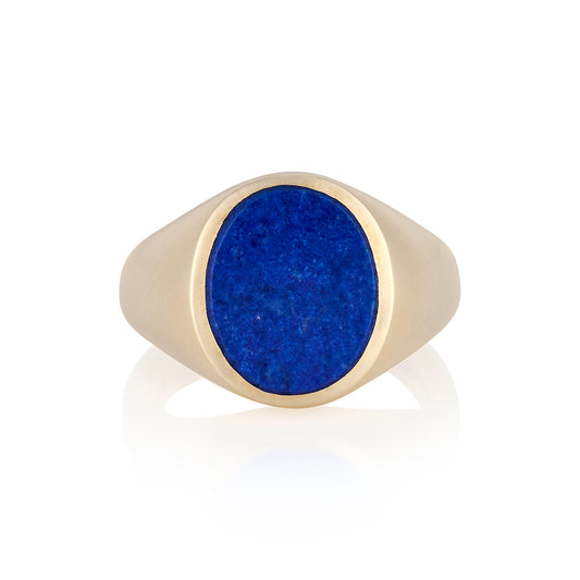 13x 11mm Lapis Lazuli Oxford Oval Signet Ring