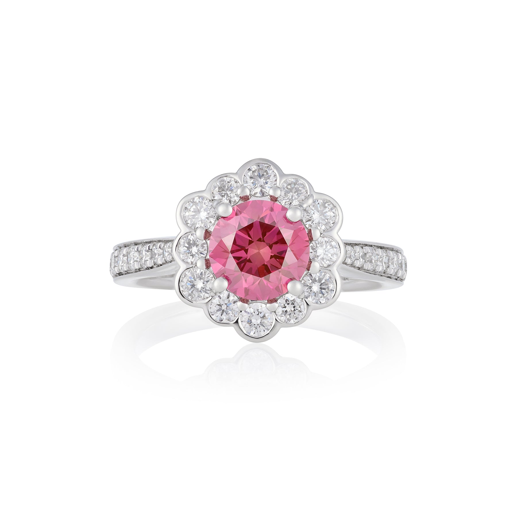 1.12ct GIA Certified Pink Diamond Cluster Ring - Wildsmith Jewellery