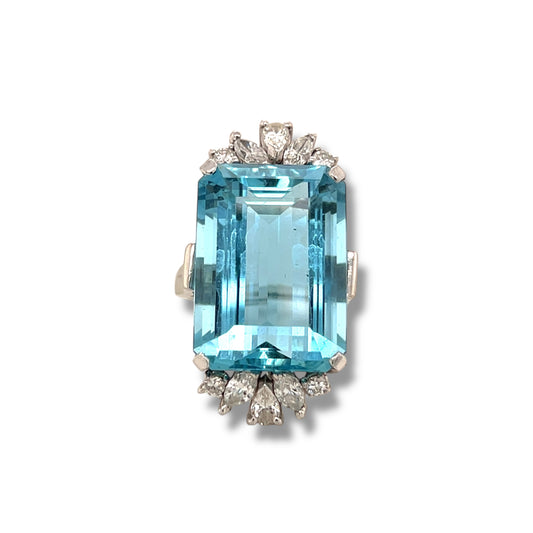 25.54ct Aquamarine and Diamond Ring - Wildsmith Jewellery