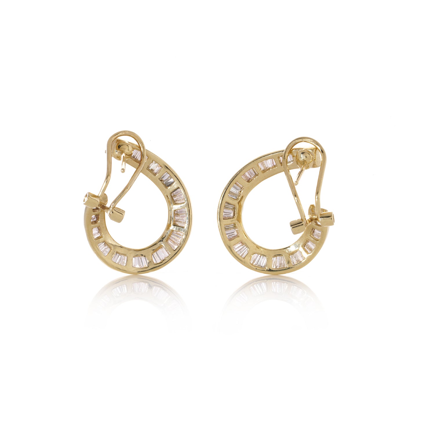 18ct Gold & Baguette Cut Diamond Earrings - Wildsmith Jewellery