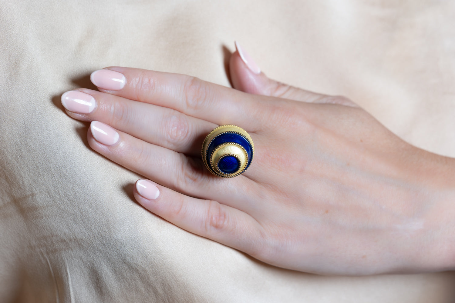 Gold and Enamel Ball Cocktail Ring