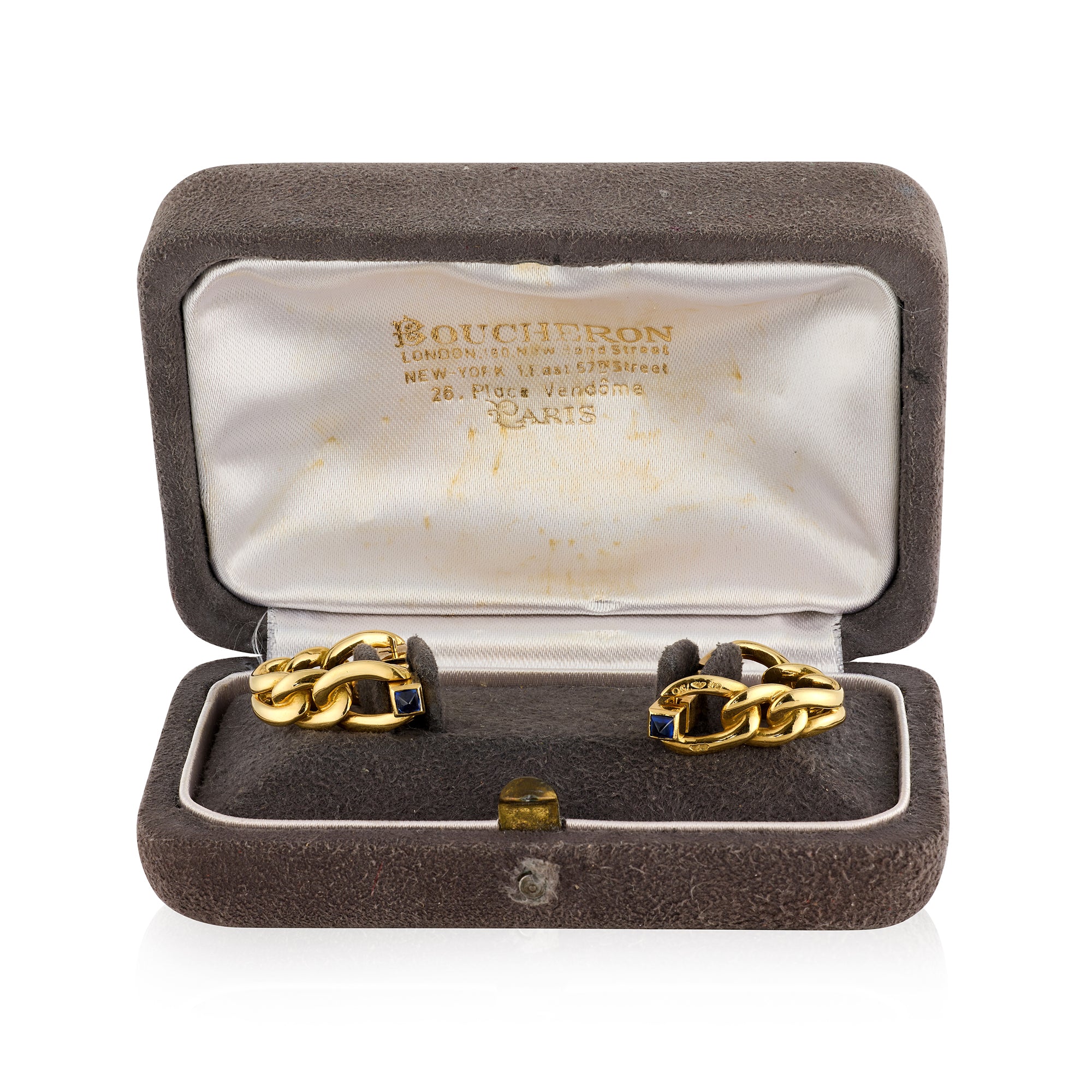 1950's Boucheron 18ct Gold & Sapphire Cufflinks
