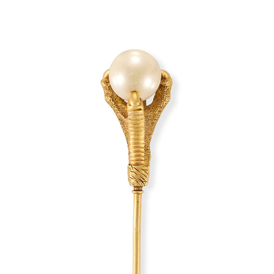 Victorian 18ct Eagle Claw and Pearl Stickpin