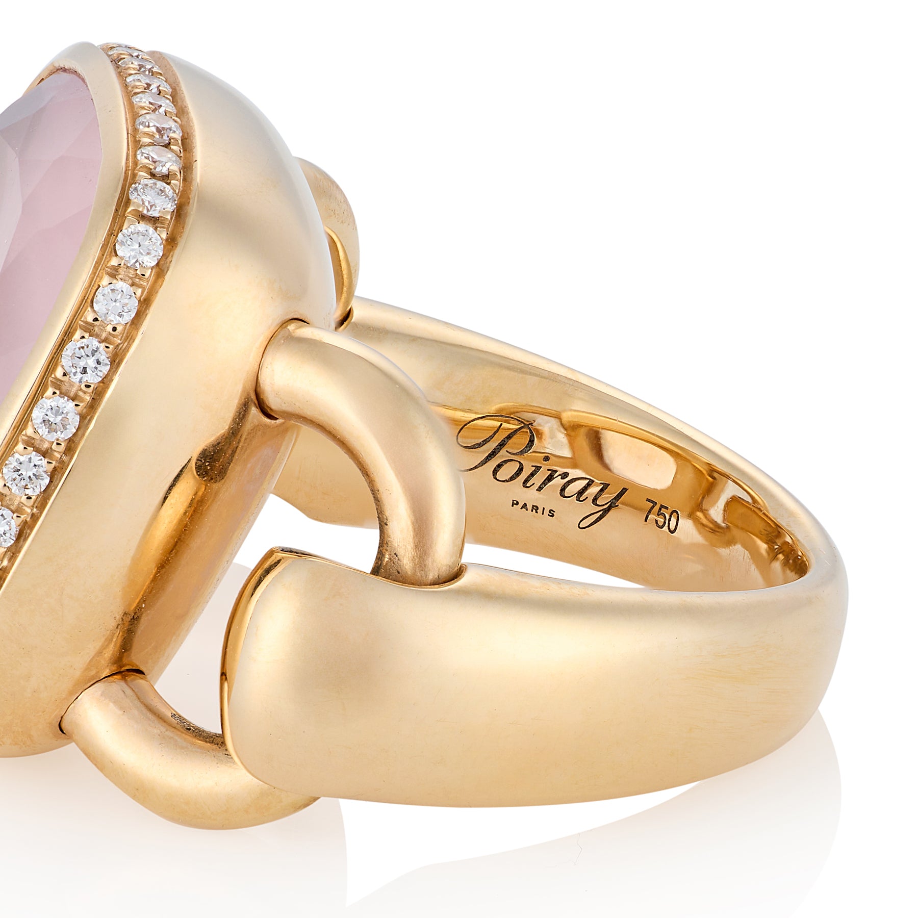 18ct Rose Gold, Rose Quartz & Diamond Ring by Poiray - Wildsmith Jewellery