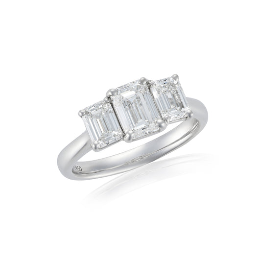 2ct GIA Certified Emerald Cut Diamond Three Stone Ring - Wildsmith Jewellery