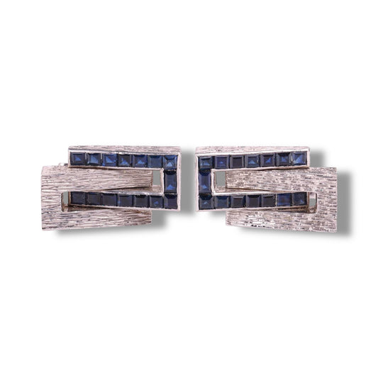 18ct White Gold & Sapphire Cufflinks by Kutchinsky