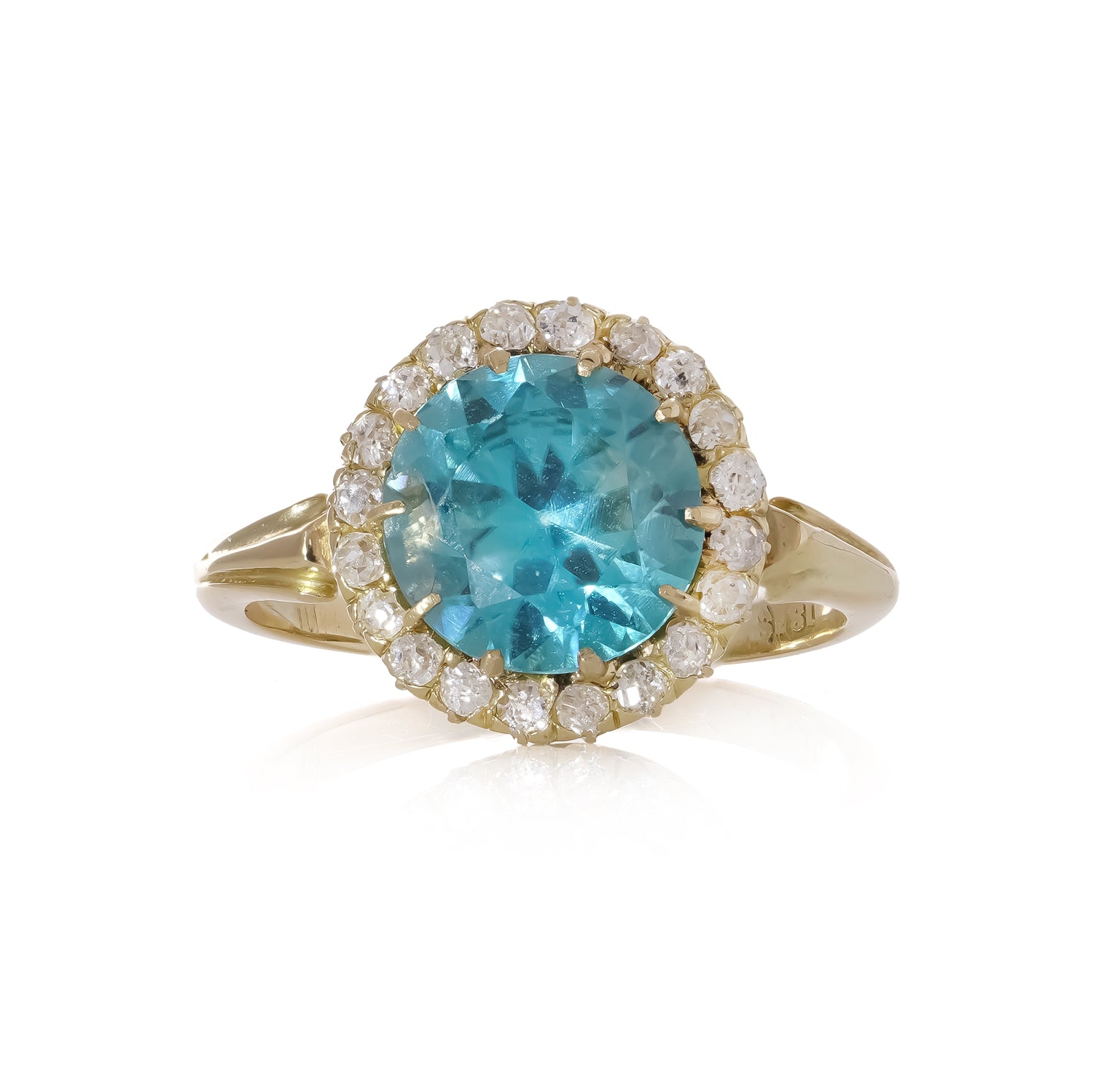 Victorian Blue Zircon and Diamond Cluster Ring - Wildsmith Jewellery