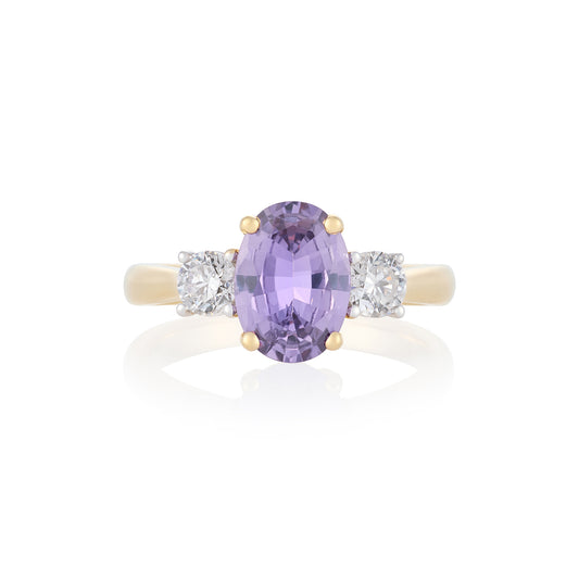 Purple Sapphire & Diamond Three Stone Ring - Wildsmith Jewellery