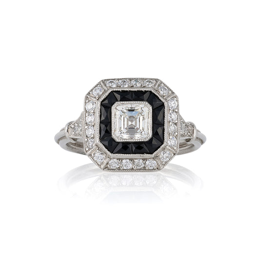 Art Deco Style Onyx & Diamond Ring - Wildsmith Jewellery