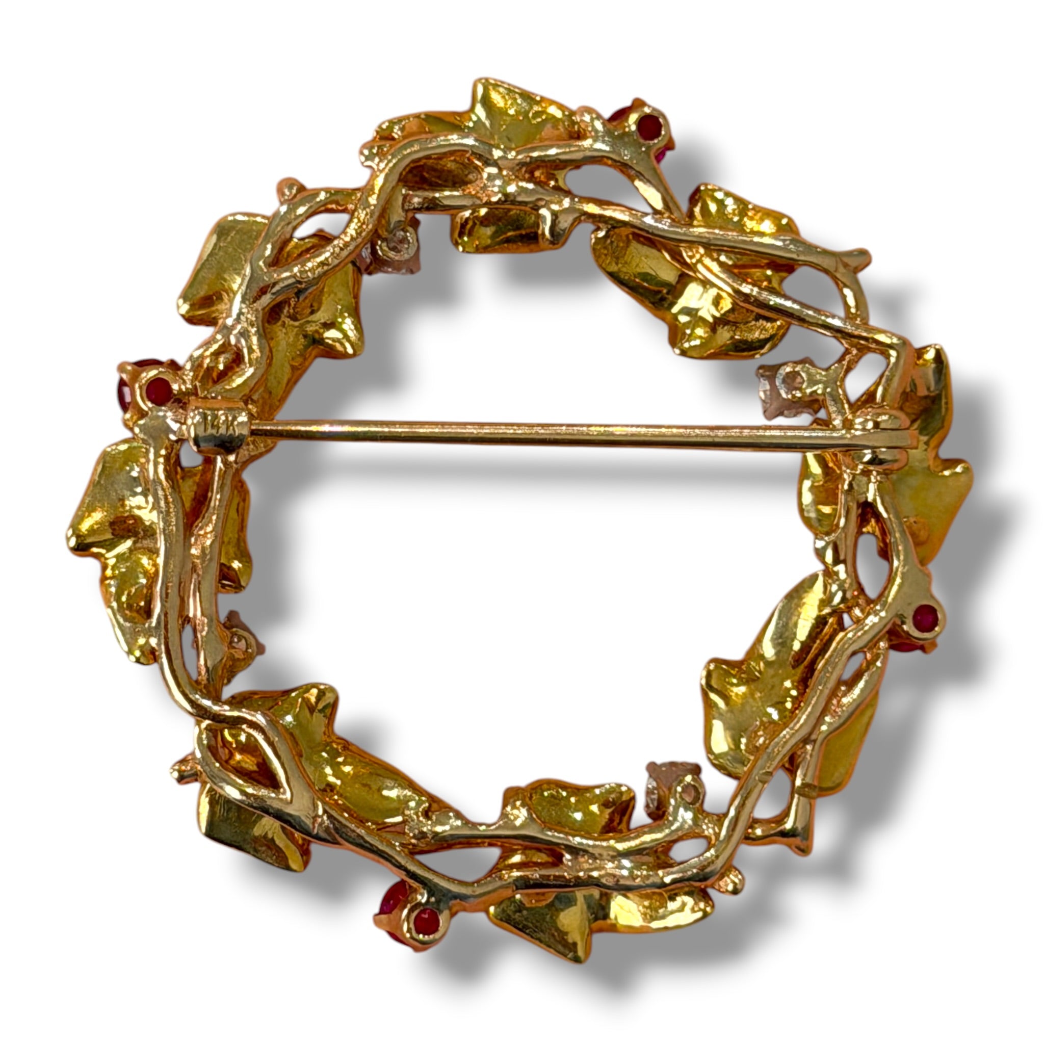 Vintage Cartier Ruby & Diamond Wreath Brooch - Wildsmith Jewellery