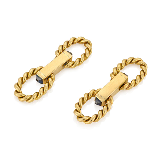 Vintage 18ct Gold & Sapphire Cufflinks - Wildsmith Jewellery