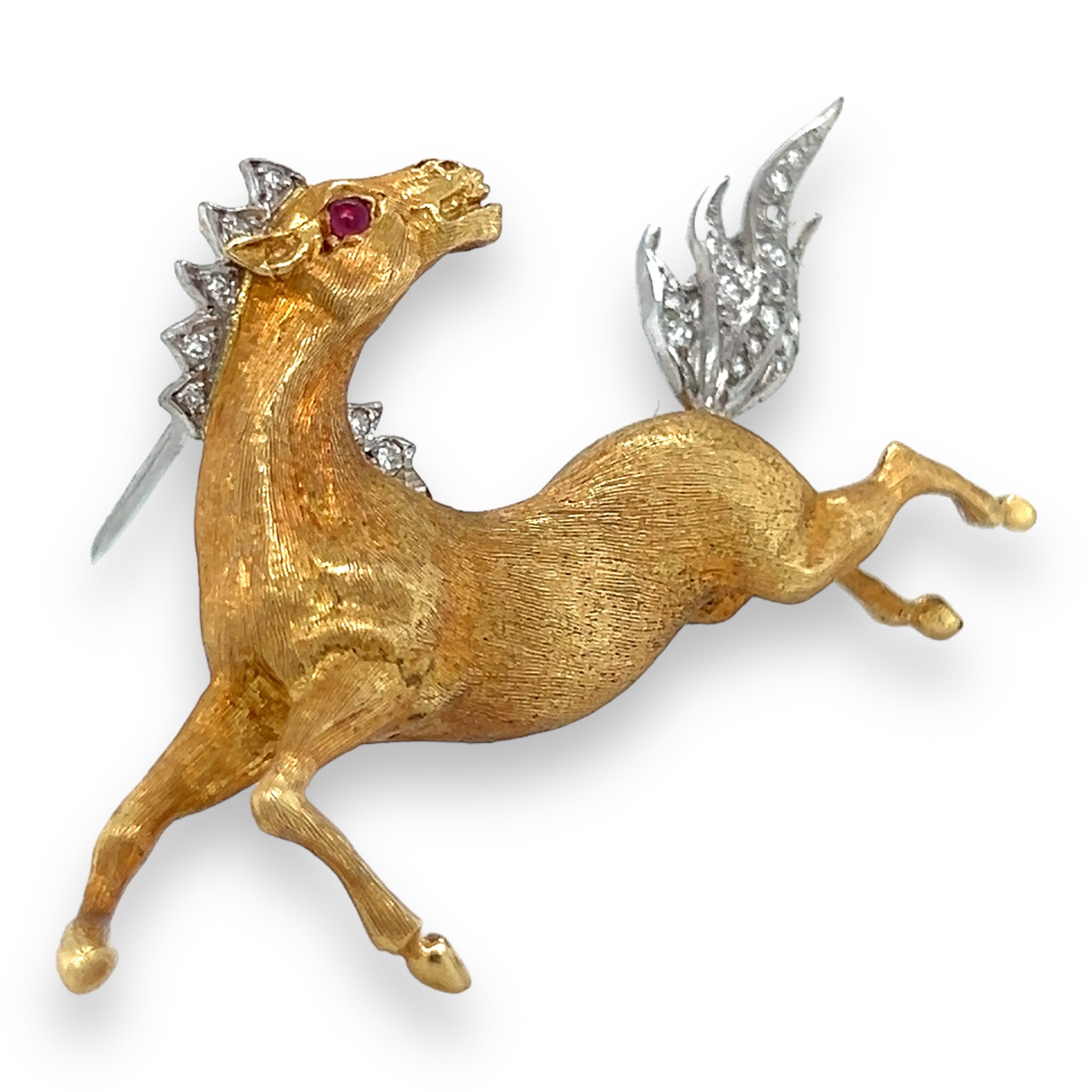 1970's 18ct Gold & Diamond Horse Brooch - Wildsmith Jewellery