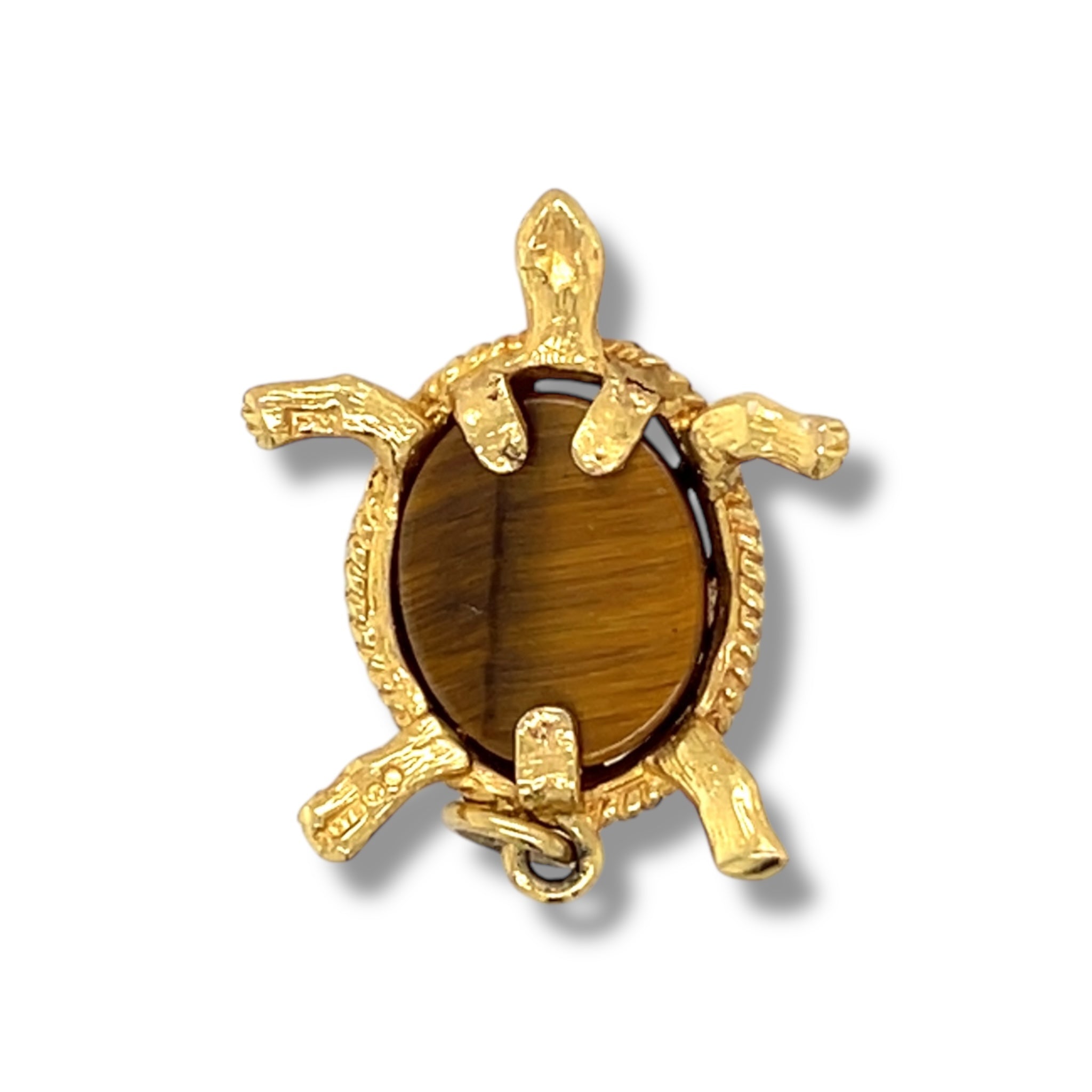 Yellow Gold & Tigers Eye Turtle Charm