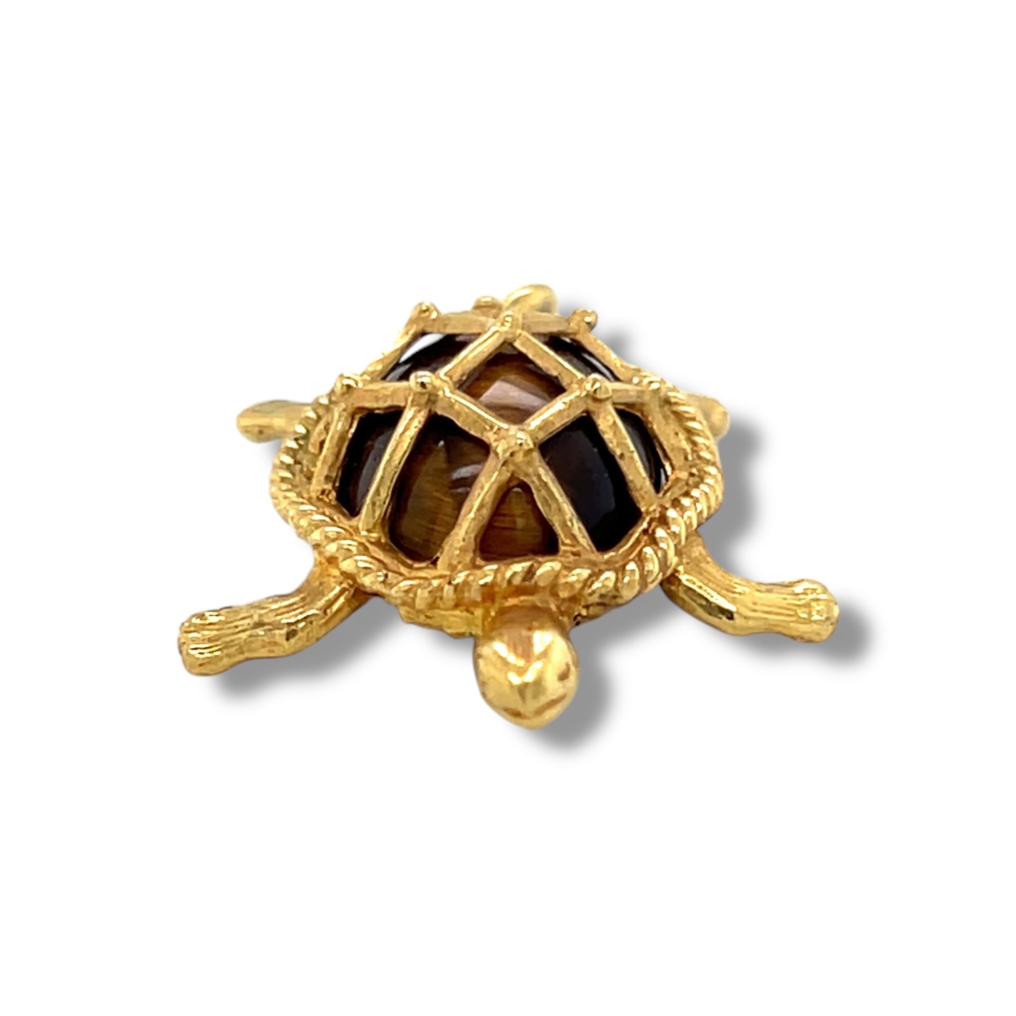 Yellow Gold & Tigers Eye Turtle Charm