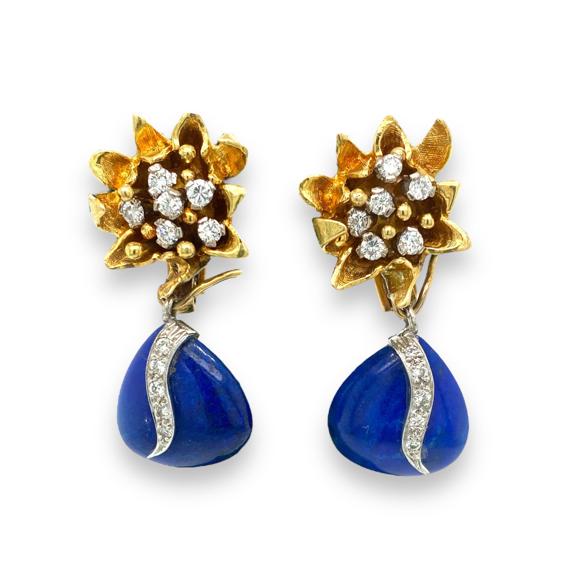 Night & Day Gold, Diamond and Lapis Lazuli Earrings - Wildsmith Jewellery