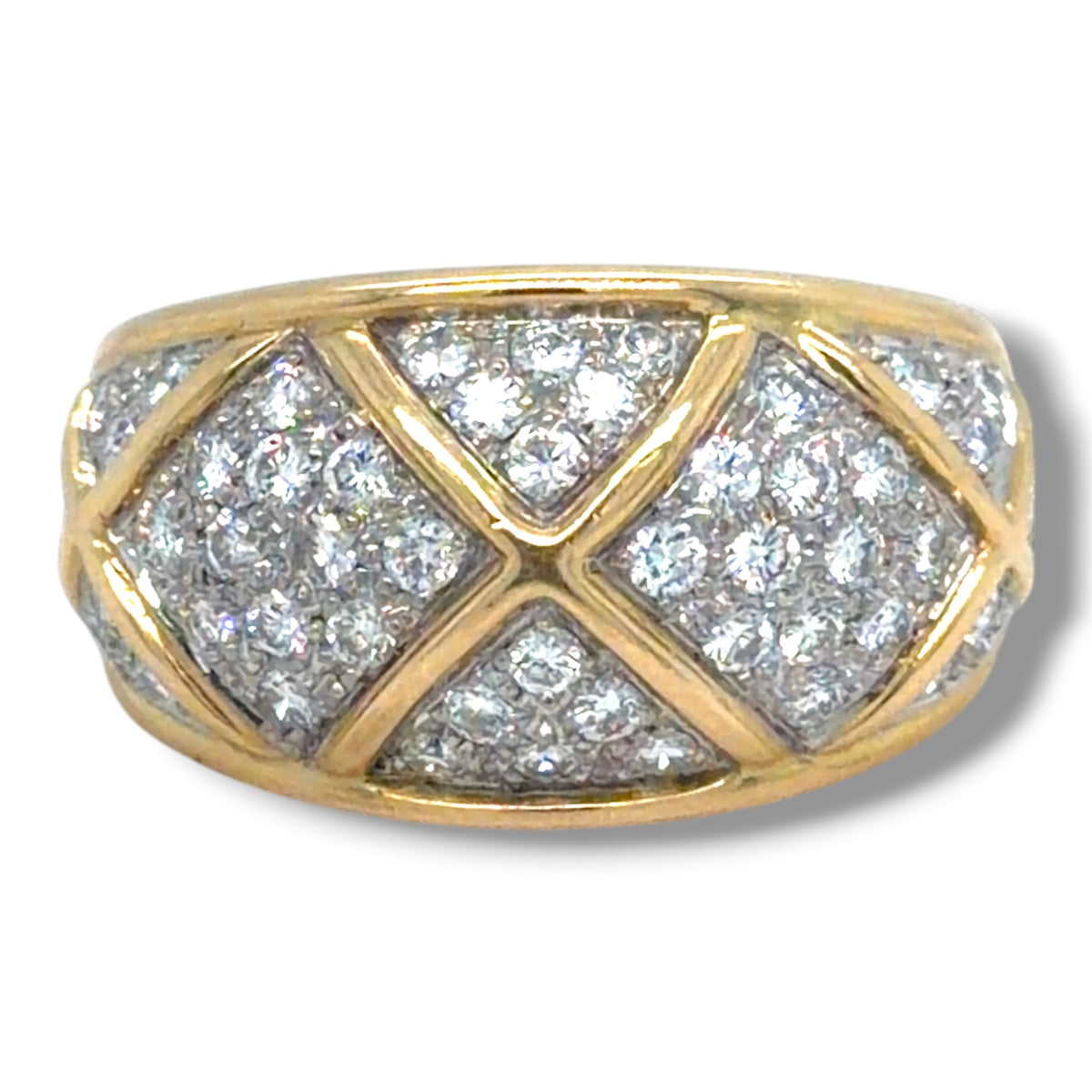 Vintage 18ct Gold Diamond Bombé Ring, c.1970
