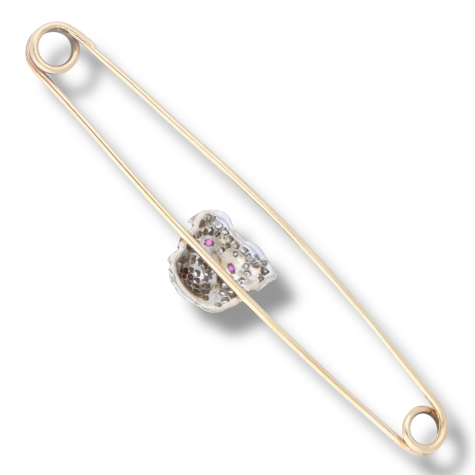 Large Gold & Diamond British Bulldog Nappy Pin