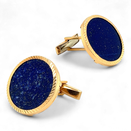 Large Lapis Lazuli & Rose Gold Cufflinks