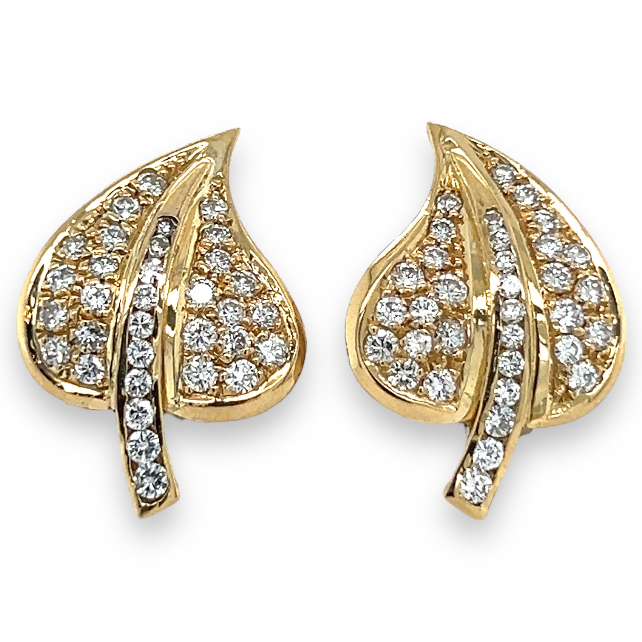 18ct Gold & Diamond Leaf Earrings - Wildsmith Jewellery