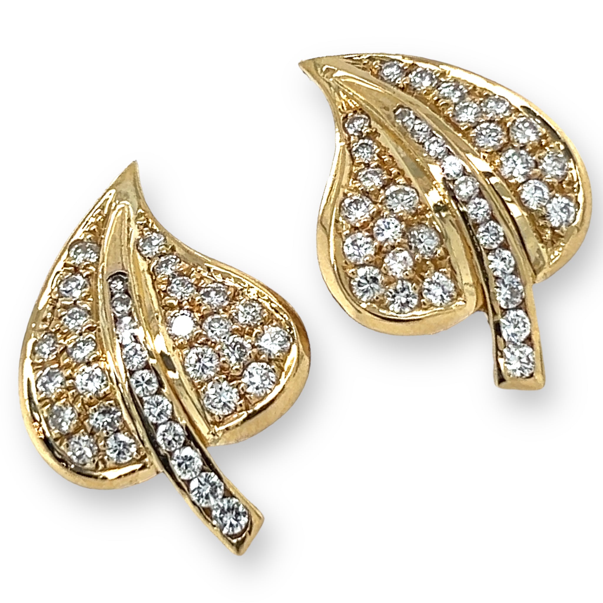 18ct Gold & Diamond Leaf Earrings - Wildsmith Jewellery