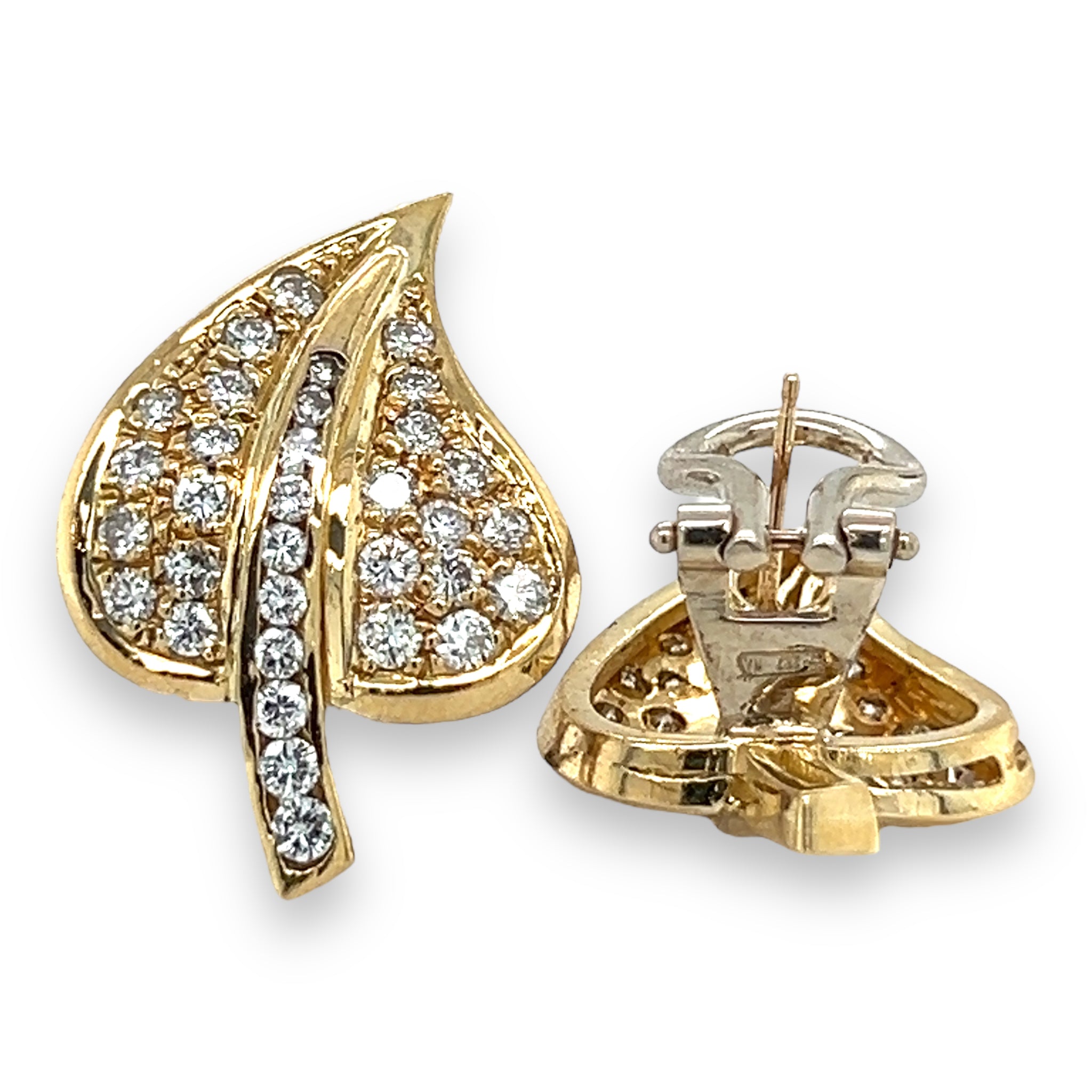 18ct Gold & Diamond Leaf Earrings - Wildsmith Jewellery