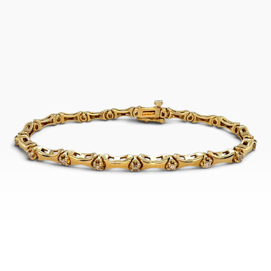 Vintage 18ct Yellow Gold & Diamond Bracelet