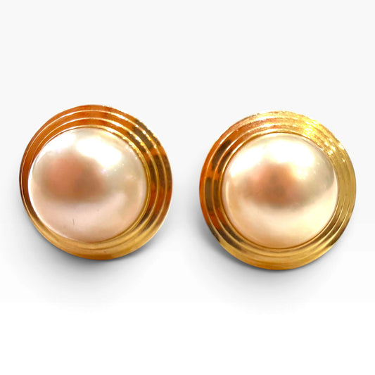 Vintage 14ct Gold & Mabé Pearl Earrings - Wildsmith Jewellery