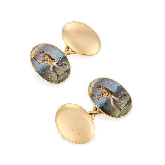 Victorian Royal Ascot Enamel Cufflinks - Wildsmith Jewellery