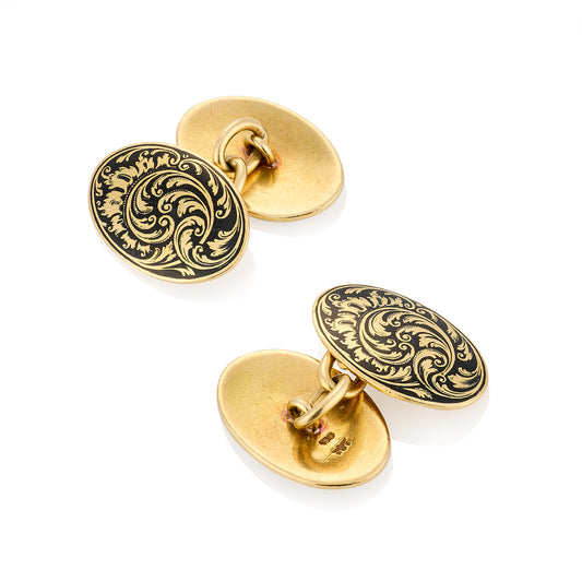 Victorian 18ct Gold & Enamel Cufflinks