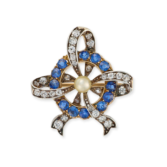 Victorian Sapphire & Diamond Brooch