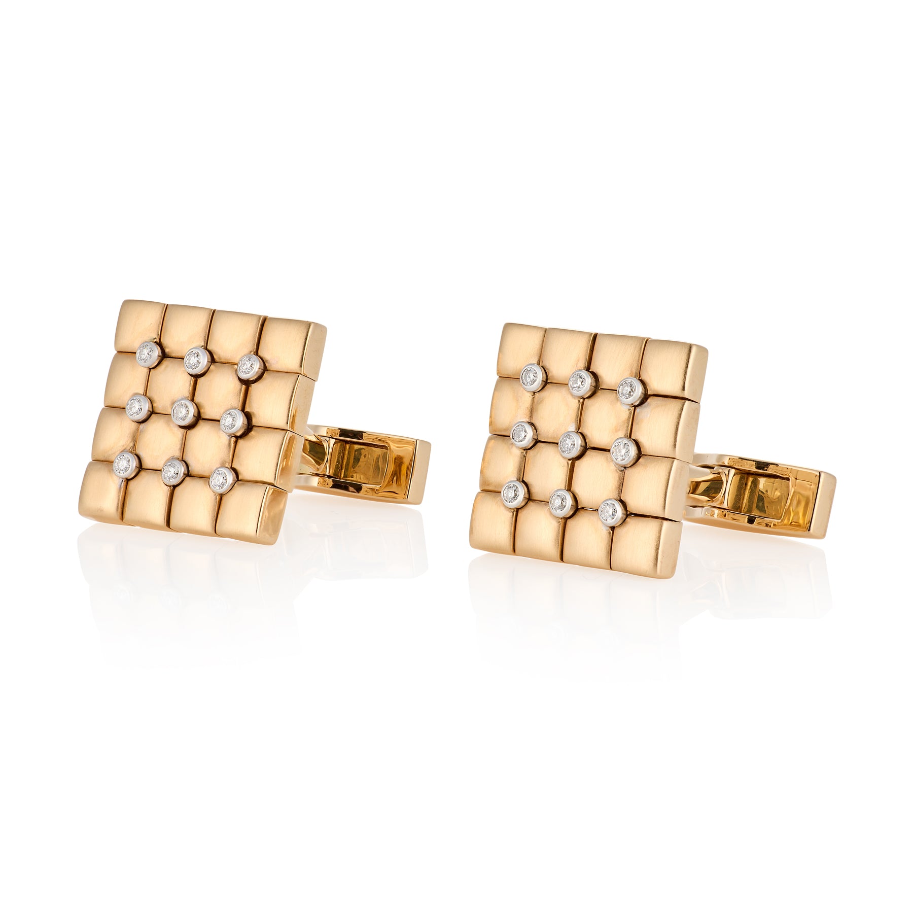 18ct Rose Gold & Diamond Cufflinks - Wildsmith Jewellery