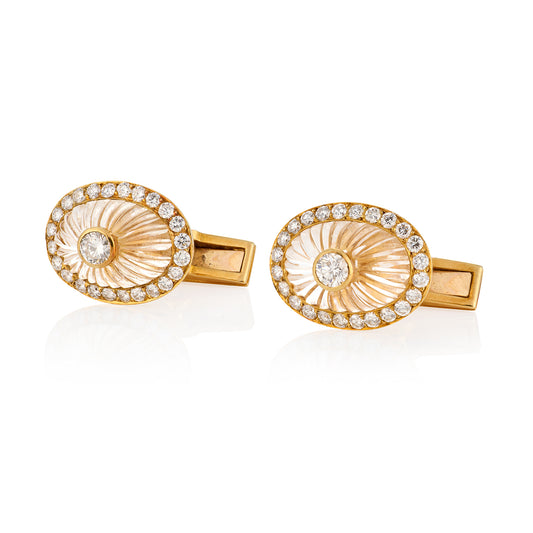 1960's Rock Crystal & Diamond Cufflinks by Boucheron - Wildsmith Jewellery