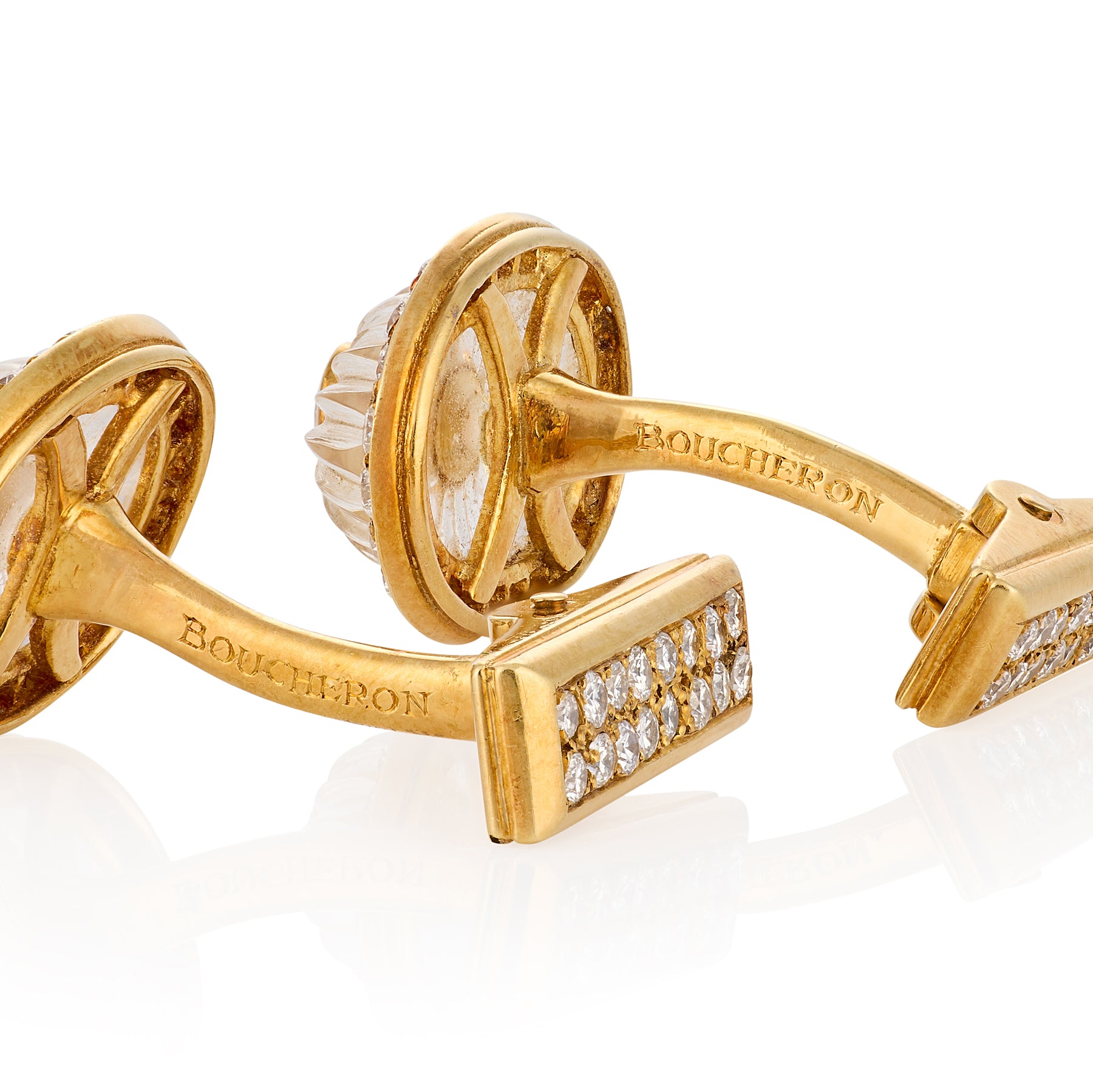 1960's Rock Crystal & Diamond Cufflinks by Boucheron - Wildsmith Jewellery